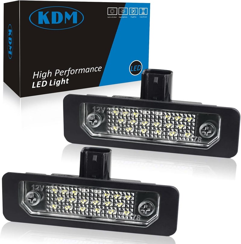 KDM LED License Number Plate Light Assembly Fit for Ford Mustang 2010-2014,Fusion 2006-2012,Taurus 2010-2019,Flex Focus Lincoln Mercury Rear Bumper Tag Lamp Replacement 6000K Bright White,2Pack - Image 1